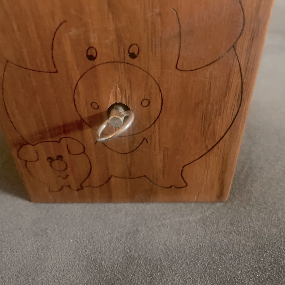 Vintage Play Stalgia Wood 1979 Coin Bank with windup Music box